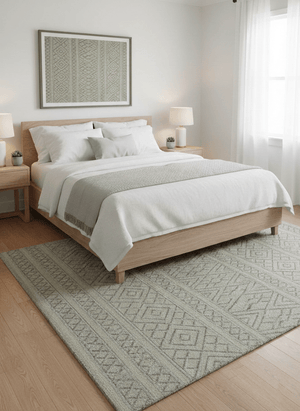 Custom Made Modern Contemporary Beige Hand Knotted Wool Area Rug