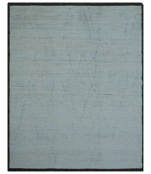 Custom Made Modern Contemporary White and Brown Hand Knotted Wool Rug