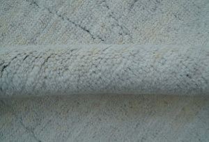 Custom Made Modern Contemporary White and Brown Hand Knotted Wool Rug