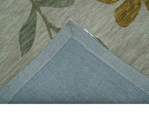 Custom Made Modern Floral Design Beige Hand Tufted Wool Area Rug