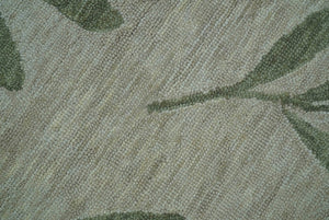 Custom Made Modern Floral Design Beige Hand Tufted Wool Area Rug