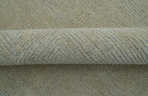 Custom Made Modern Geometrical Beige and Silver Hand Tufted Natural Wool Area Rug