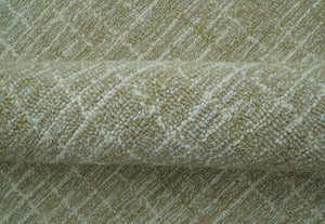 Custom Made Modern Geometrical Beige Hand Tufted Wool Area Rug