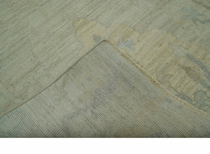 Custom Made Modern Ikat Design Beige And Blue Hand Knotted Wool Area Rug