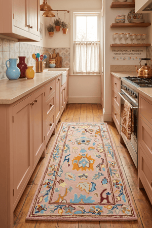 Custom Made Modern Oushak Peach And Rust Hand Tufted Runner Wool Rug