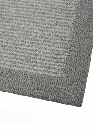 Custom Made Modern Solid Design Gray Hand Tufted Wool Rug