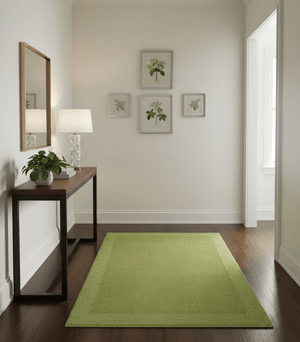 Custom Made Modern Solid Design Green Hand Tufted Wool Rug