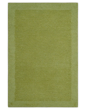 Custom Made Modern Solid Design Green Hand Tufted Wool Rug