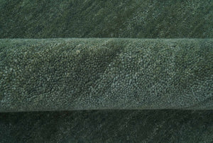 Custom Made Modern Solid Green Hand Tufted Wool Area Rug