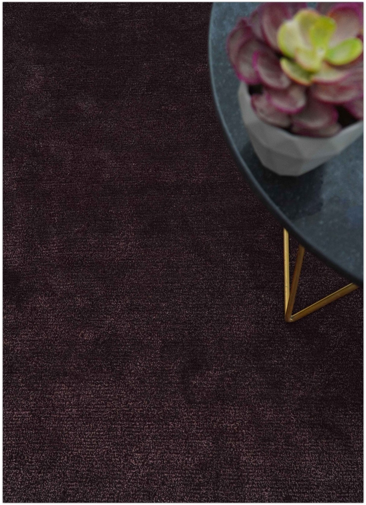 Custom Made Modern Solid Maroon And Gray Hand Knotted Wool And Art Silk Rug