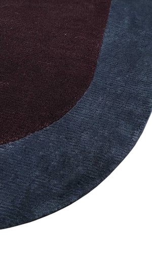 Custom Made Modern Solid Maroon And Gray Hand Knotted Wool And Art Silk Rug