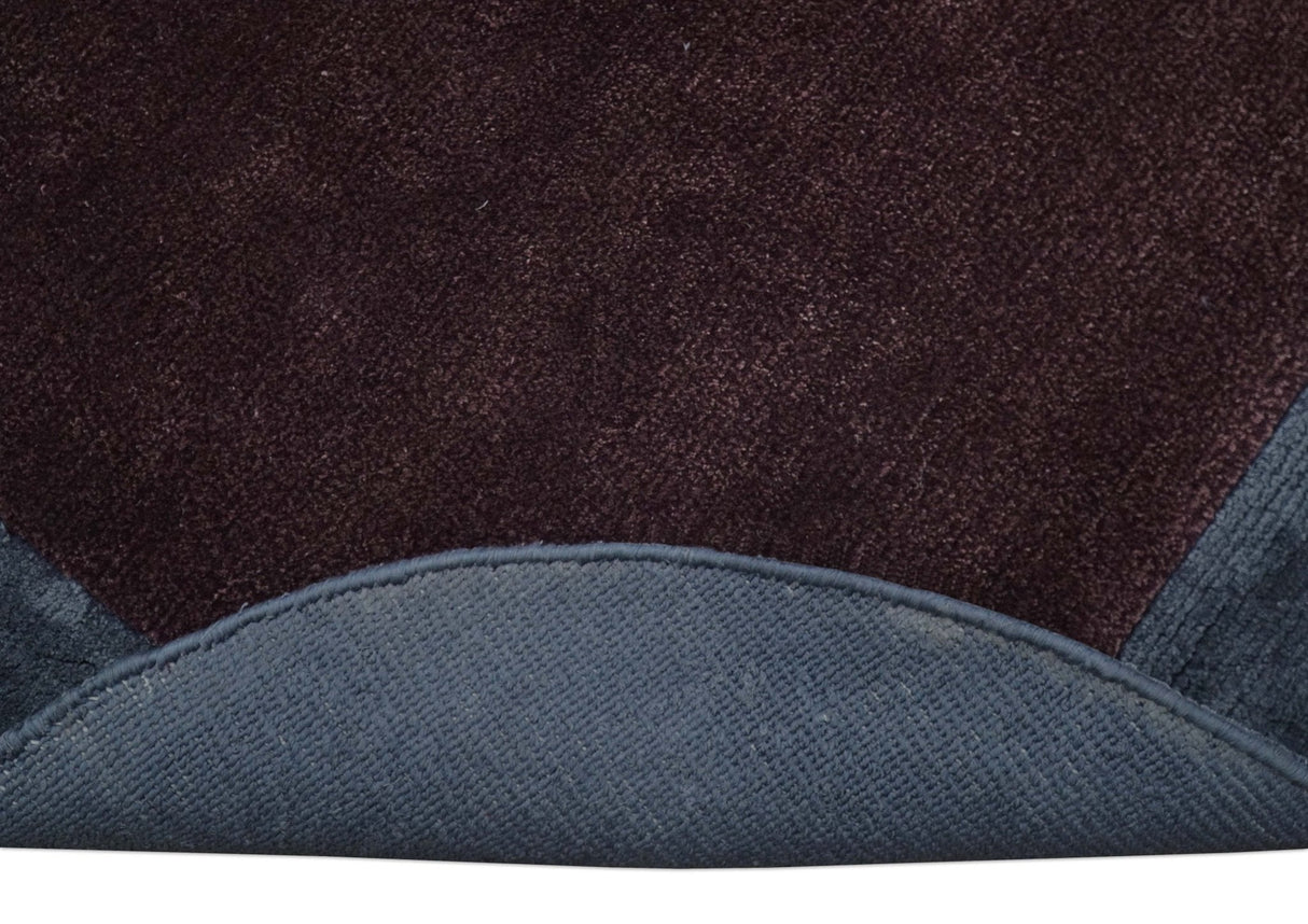 Custom Made Modern Solid Maroon And Gray Hand Knotted Wool And Art Silk Rug