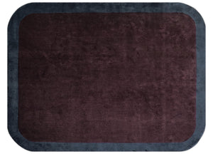 Custom Made Modern Solid Maroon And Gray Hand Knotted Wool And Art Silk Rug