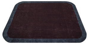 Custom Made Modern Solid Maroon And Gray Hand Knotted Wool And Art Silk Rug