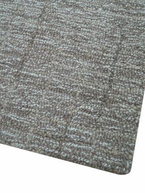 Custom Made Modern Style Brown Hand Tufted Wool Rug