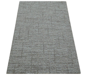 Custom Made Modern Style Brown Hand Tufted Wool Rug