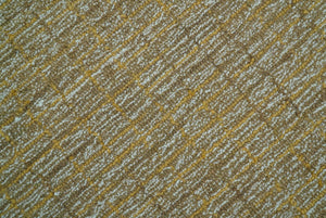 Custom Made Modern Style Hand Tufted Mustard and Brown Wool Rug