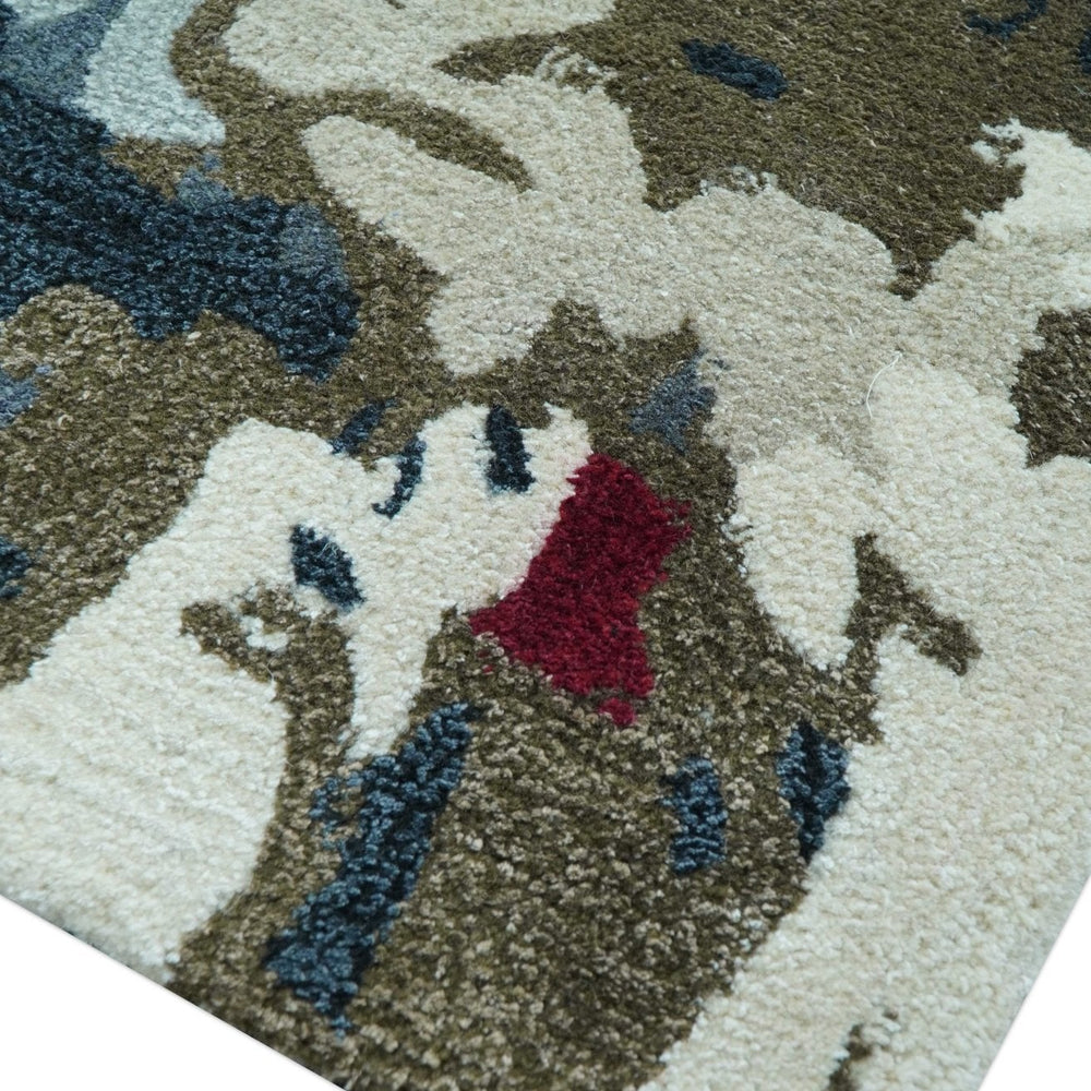 Custom Made Multi-color Modern Abstract Hand Tufted Wool-Art Silk Rug