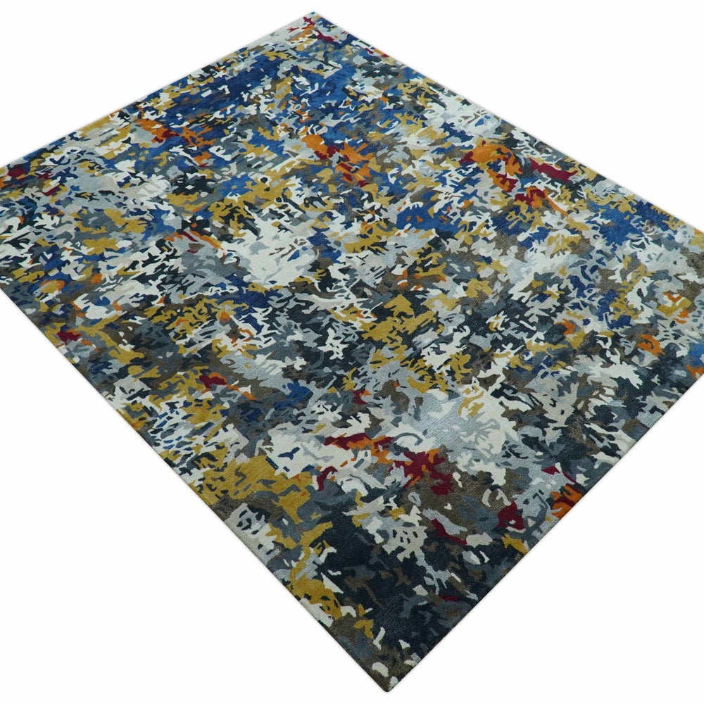 Custom Made Multi-color Modern Abstract Hand Tufted Wool-Art Silk Rug