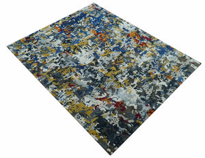 Custom Made Multi-color Modern Abstract Hand Tufted Wool-Art Silk Rug