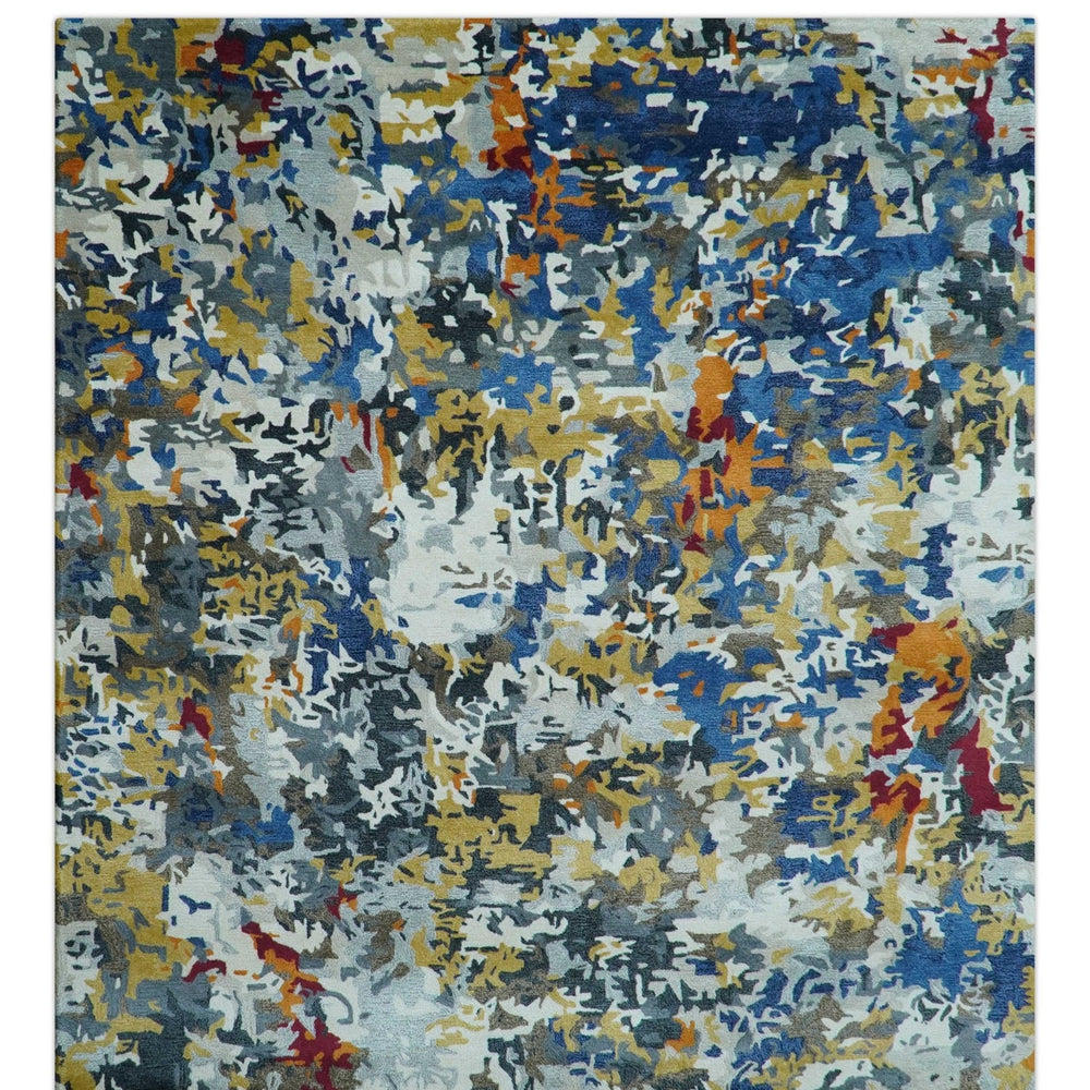 Custom Made Multi-color Modern Abstract Hand Tufted Wool-Art Silk Rug
