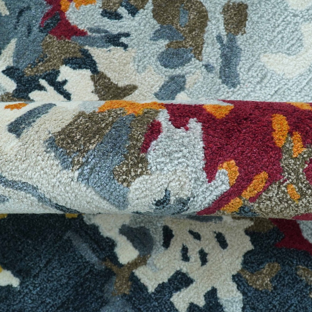 Custom Made Multi-color Modern Abstract Hand Tufted Wool-Art Silk Rug