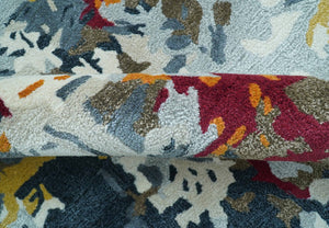 Custom Made Multi-color Modern Abstract Hand Tufted Wool-Art Silk Rug