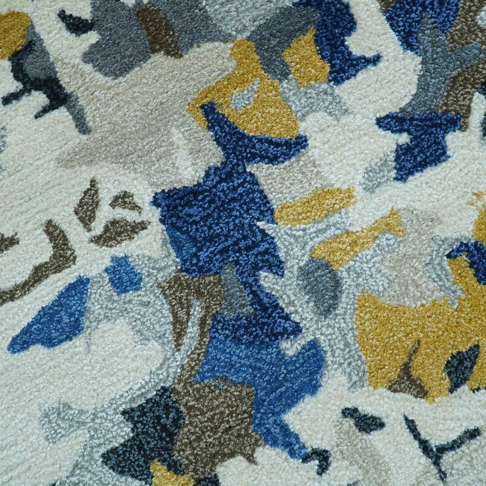Custom Made Multi-color Modern Abstract Hand Tufted Wool-Art Silk Rug