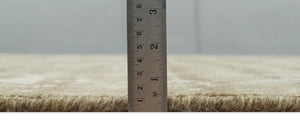 Custom Made Neutral Earthy Brown and Beige Chic Hand Knotted Natural Wool Minimal Area rug