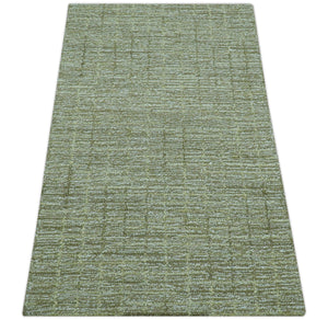 Custom Made Olive and Beige Modern Style Hand Tufted Wool Rug