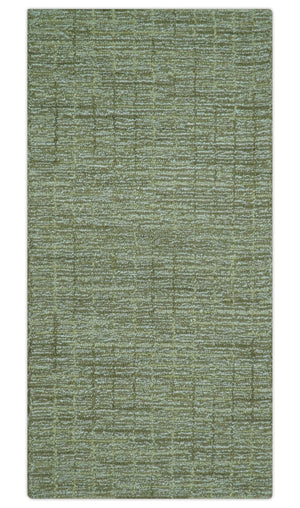 Custom Made Olive and Beige Modern Style Hand Tufted Wool Rug