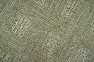 Custom Made Olive and Ivory Modern Geometrical Hand Tufted wool rug