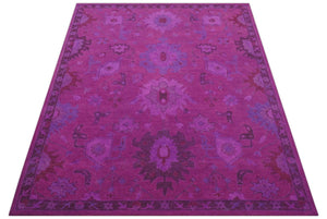 Custom Made Overdyed Traditional Oushak Purple Hand Tufted Wool Area Rug