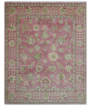 Custom Made Pink and Beige Oushak Hand Knotted Wool Rug
