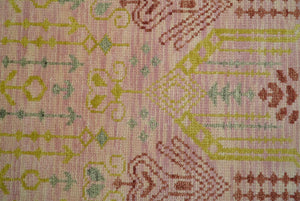 Custom Made Pink And Rust Traditional Design Hand Knotted wool rug