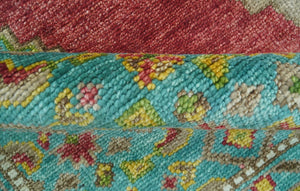 Custom Made Red And Blue Traditional Serapi Hand Knotted Wool Rug
