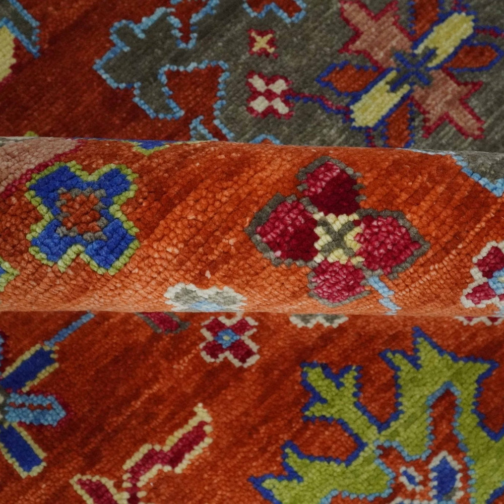 Custom Made Red and Ivory colorful Hand knotted Traditional Oushak Multi Size Wool Area Rug, Kids, Living Room and Bedroom Rug