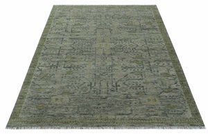 Custom Made Rug Modern Transitional Design Beige And Green Hand Knotted wool