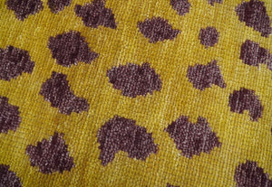Custom Made Runner Leopard Design Mustard Hand Knotted Wool Rug