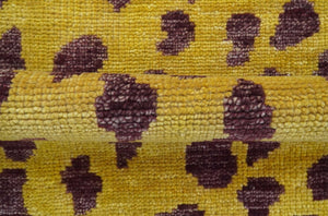 Custom Made Runner Leopard Design Mustard Hand Knotted Wool Rug