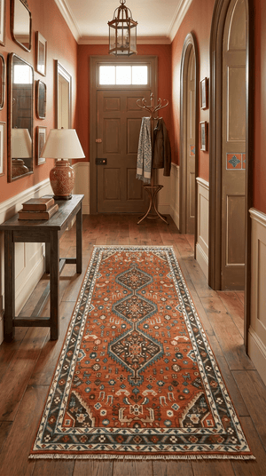 Custom Made Runner Rust And Brown Oriental Hand Knotted Wool Rug