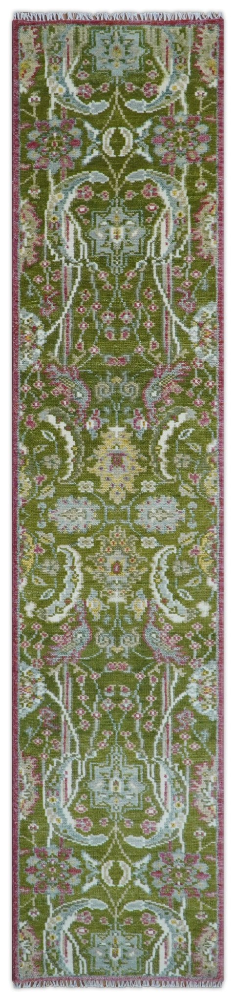 Custom Made Runner The Peacock Garden Green Hand Knotted Wool Rug