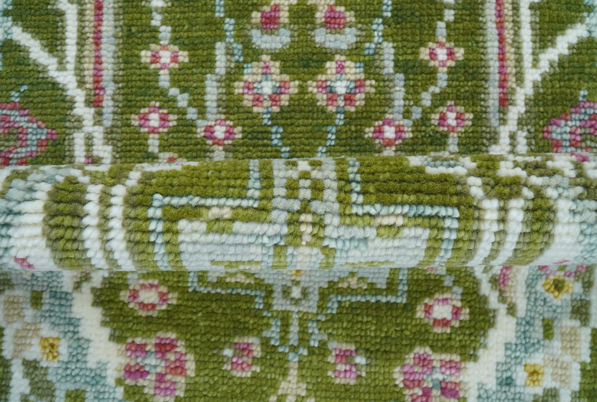 Custom Made Runner The Peacock Garden Green Hand Knotted Wool Rug