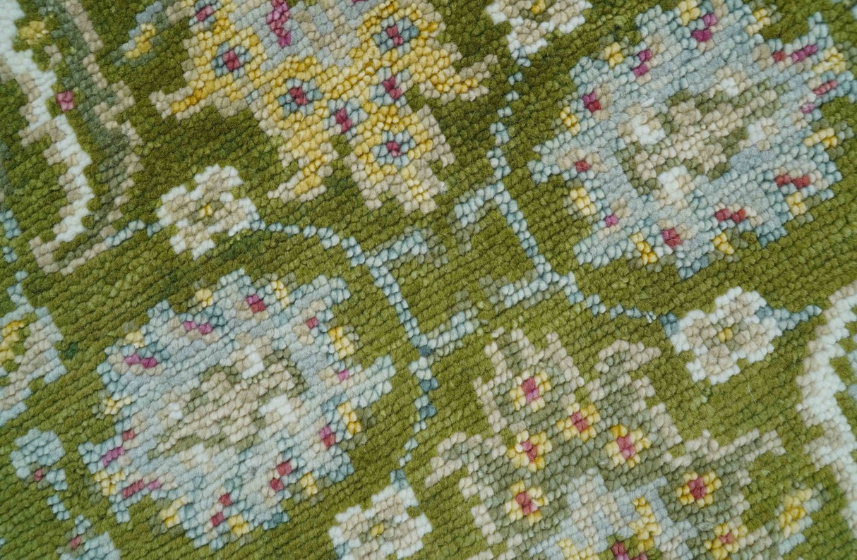 Custom Made Runner The Peacock Garden Green Hand Knotted Wool Rug