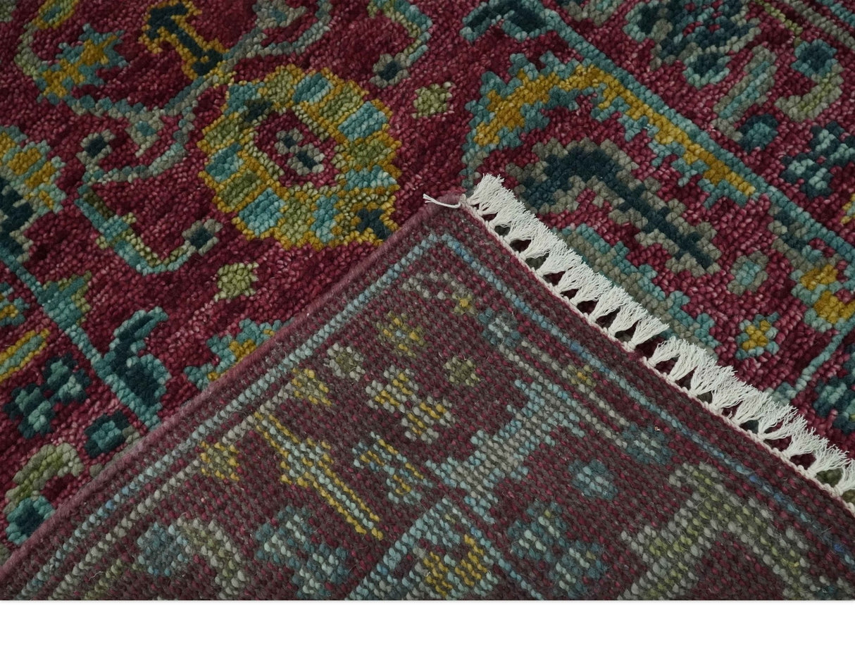 Custom Made Runner Traditional Maroon Hand Knotted Wool Rug