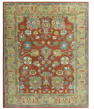 Custom Made Rust And Beige Traditional Oushak Design Hand Tufted 8x10 Wool Rug
