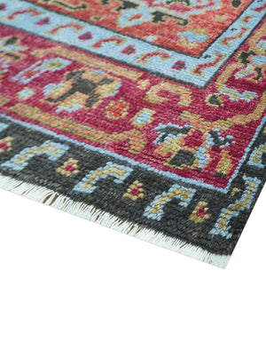 Custom Made Rust And Black Traditional Medallions Design Hand Knotted Wool Rug
