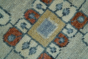 Custom Made Rust And Blue Traditional Serapi Design Hand Knotted Wool Rug