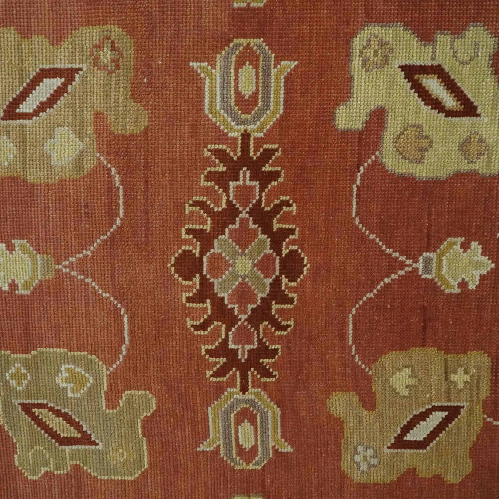 Custom Made Rust, Ivory and Beige Hand Knotted Traditional Oushak Multi Size Wool Area Rug