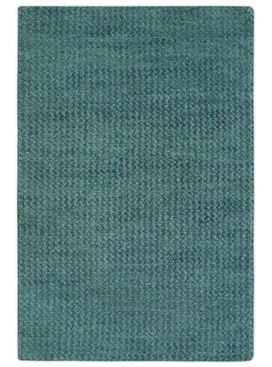 Custom Made shades of Sea Blue Contemporary Hand Knotted Wool area Rug
